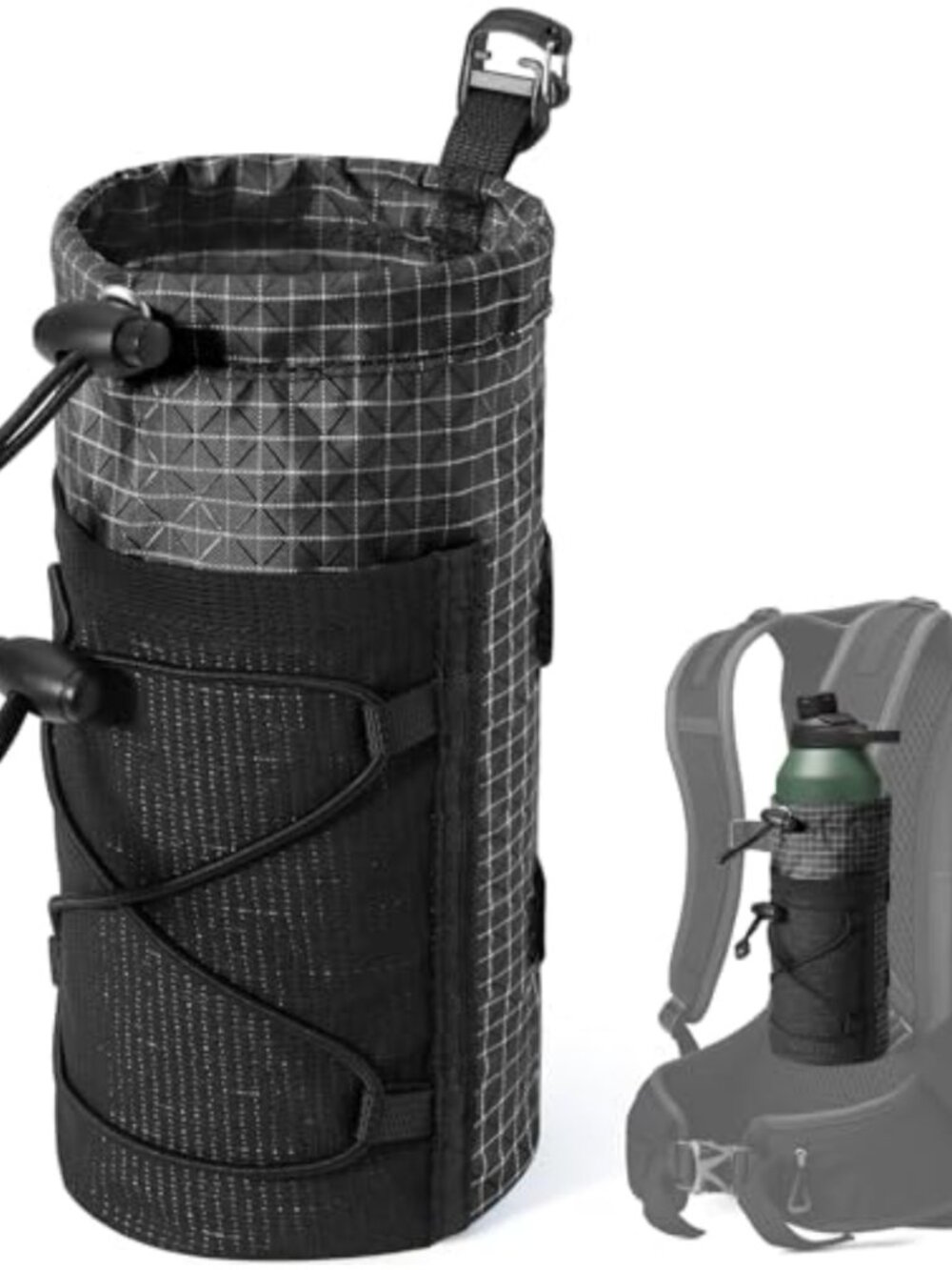 Water Bottle Holder Pouch Nylon Mesh Backpack Carrier Fits 10-48oz Hiking